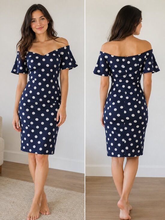 Premier Amour Dresses & Skirts - Premier Amour Navy Polka Dot Dress Size 4 – New Without Tags